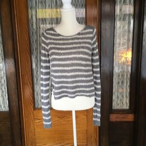 Hollister sweater gray white striped size Medium